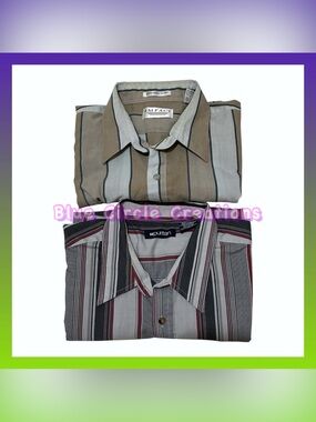 Men’s Vintage Short Sleeve Striped Button Down Shirt Bundle XL